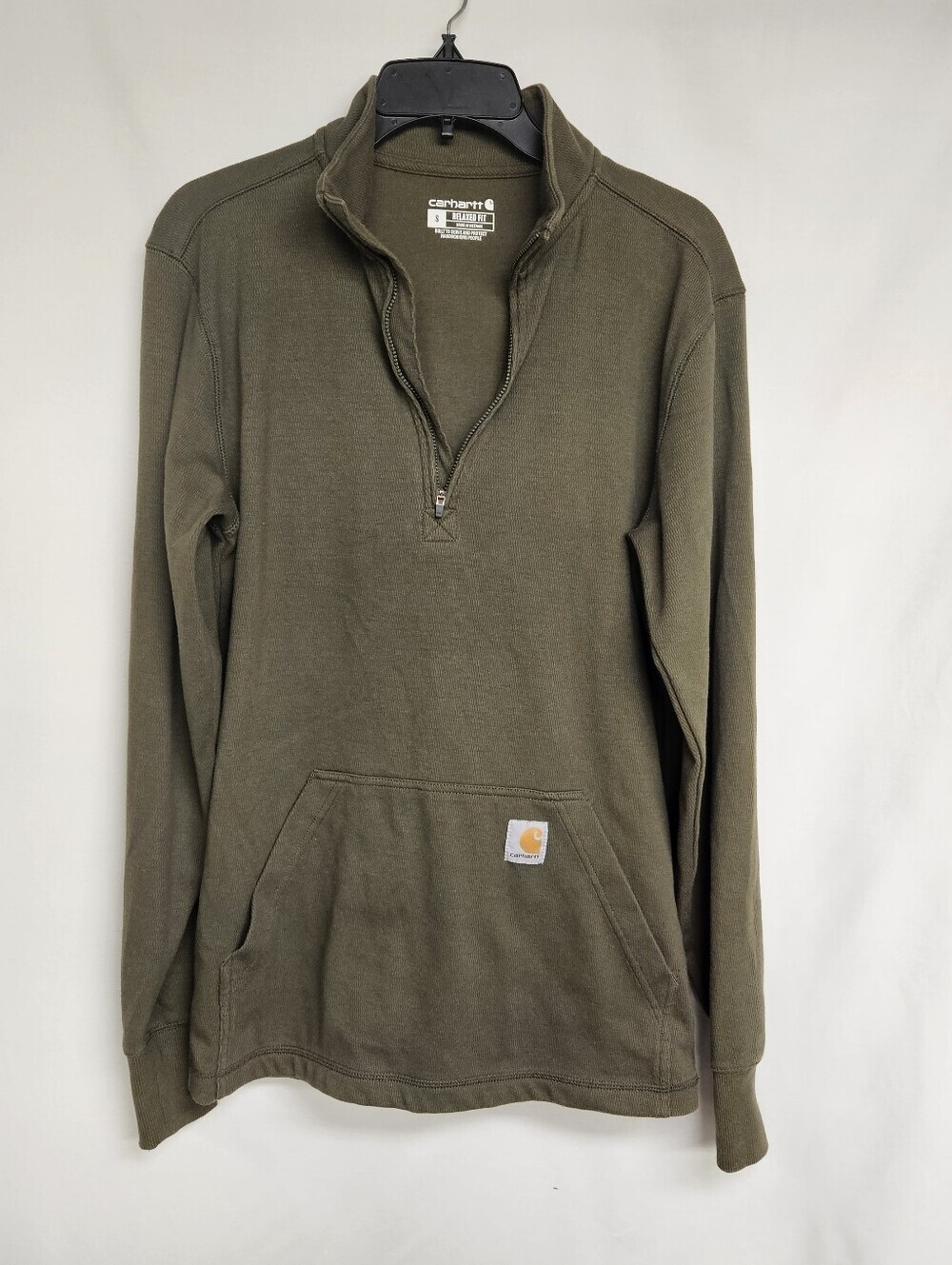 CARHARTT Force Relaxed Fit Men's Small Green Quarter Zip Long Sleeve
